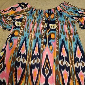 LOVELY J Aztec Print Tunic Dress